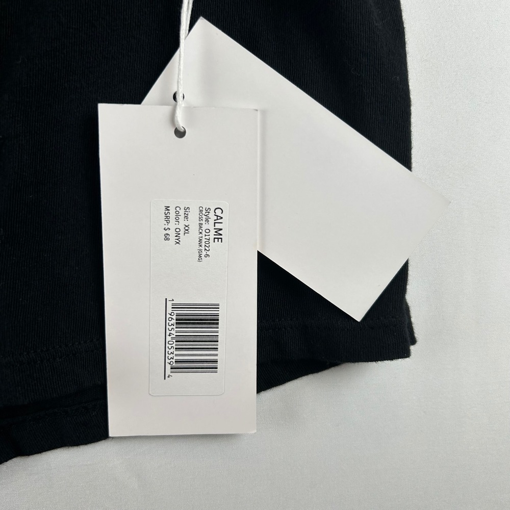 Johnny Was Calme Women XXL Black Organic Cotton Cross Back Tank Top‎ Onyx NEW - Picture 7 of 8
